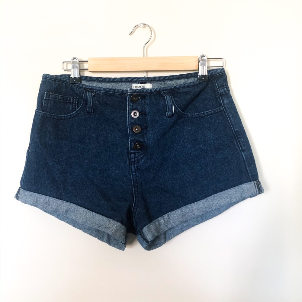 FOREVER 21 high waisted dark blue jean shorts sz28